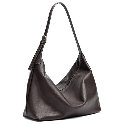 Supple Slouchy Genuine Leather Crescent Hobo Clutch Bag