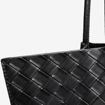 Minimalist Woven Genuine Leather Spacious Tote Clutch Bag