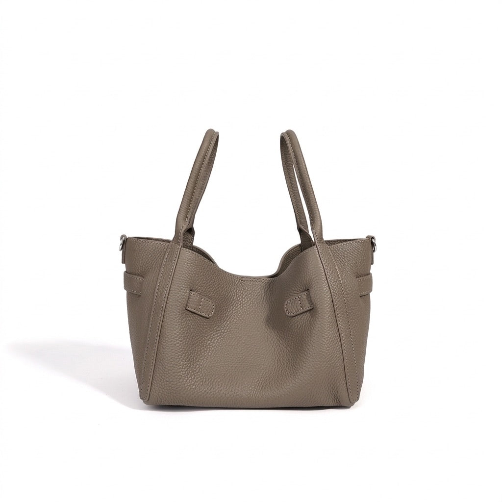 Geantă clutch mini tip găleată, casual, din piele naturală