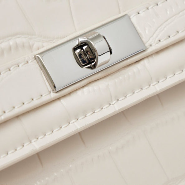 Minimalist Crocodile Pattern Handheld Genuine Leather Crossbody Bag