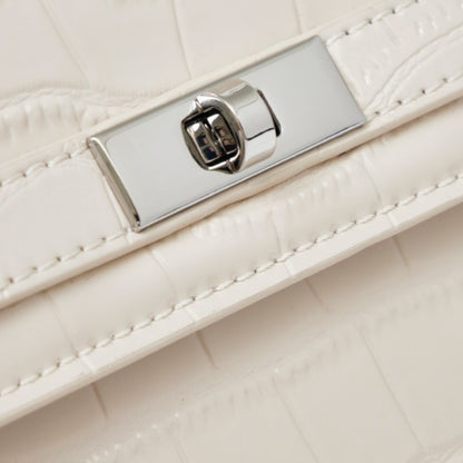 Minimalist Crocodile Pattern Handheld Genuine Leather Crossbody Bag