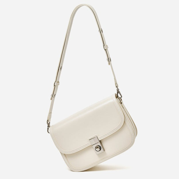 Vintage Sleek Plain Cowhide Genuine Leather Shoulder Messenger Bag