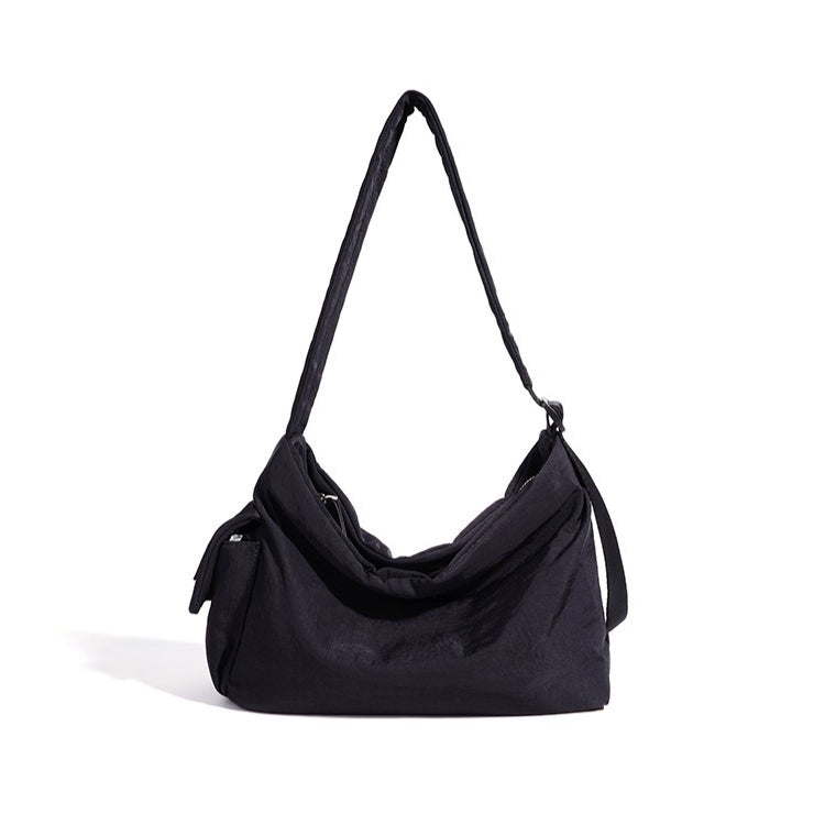 Minimalist Slouchy Nylon Shoulder Clutch Bag