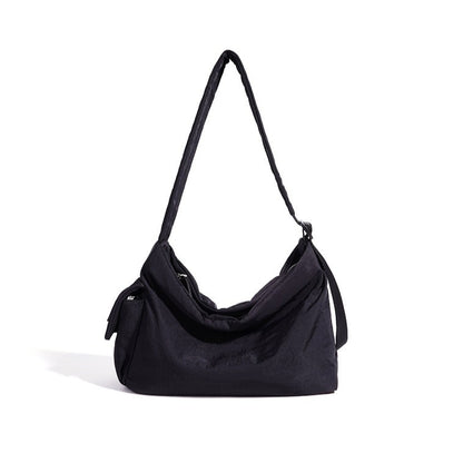 Minimalist Slouchy Nylon Shoulder Clutch Bag