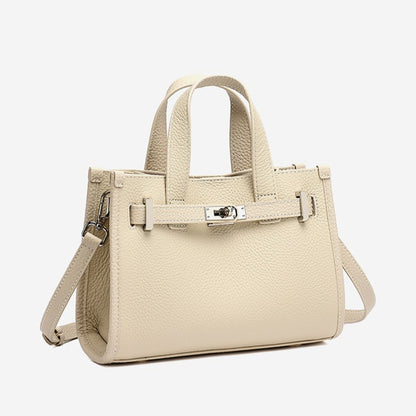 Minimalist Pebbled Genuine Leather Kelly Clutch Bag with Metal Turn Lock