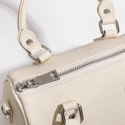 Geantă clutch retro luxoasă din piele autentică granulată, tip Boston
