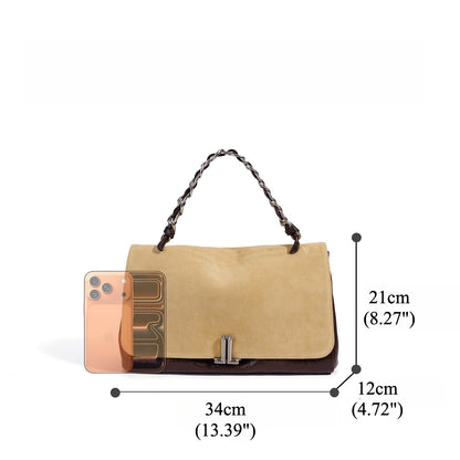 Elegant Genuine Leather Flap Messenger Clutch Bag