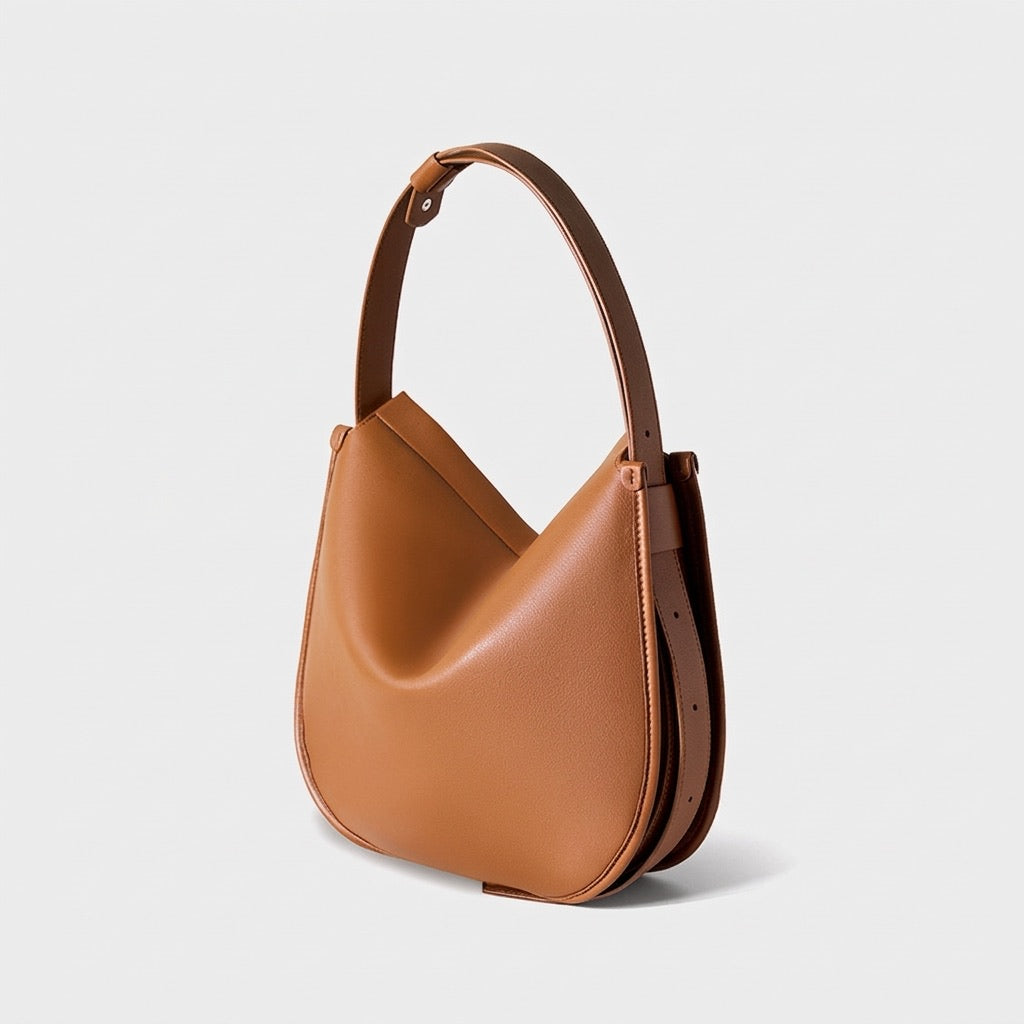 Borsa Tote Morbida in Vera Pelle da Donna in Stile Lazy Chic con Grande Capacità