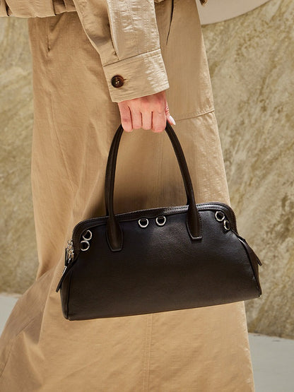 Defined Genuine Leather Boston Clutch Bag