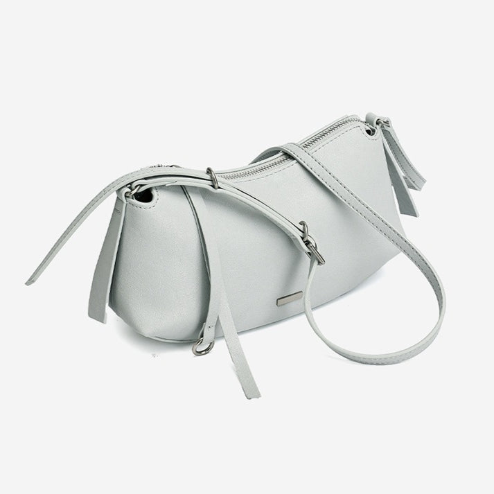 Elegant Genuine Leather Crescent Clutch Bag