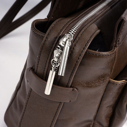 Vintage Genuine Leather Cargo Satchel Clutch Bag