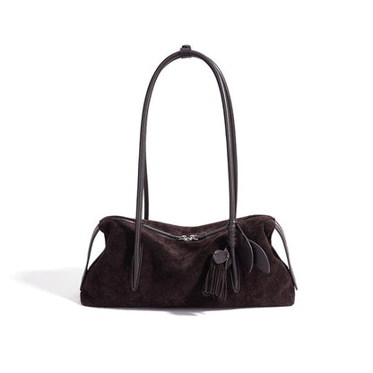 Chic Matte Genuine Leather Baguette Clutch Bag