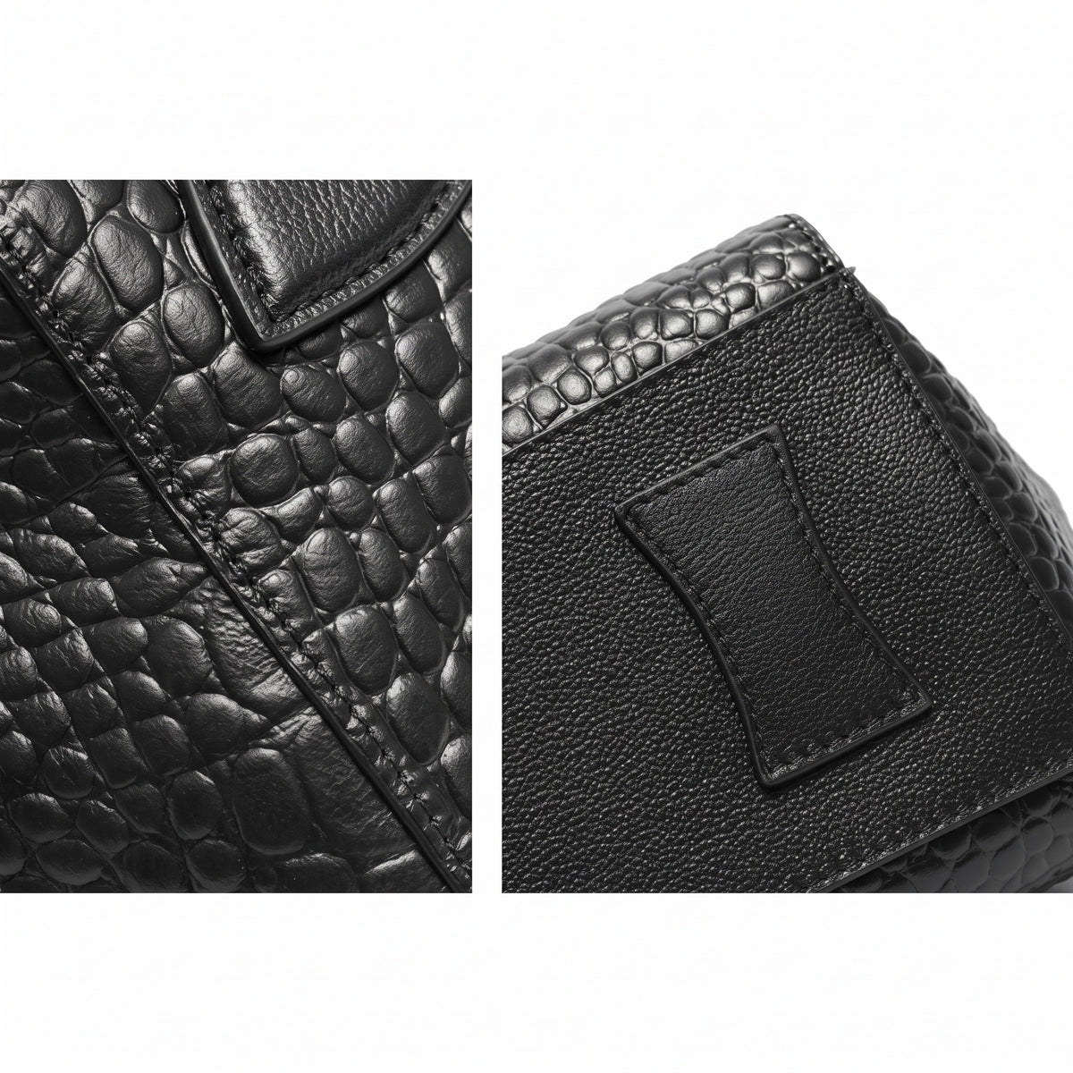 Sleek Luxe Croc Embossed Genuine Leather Bowling Clutch Bag