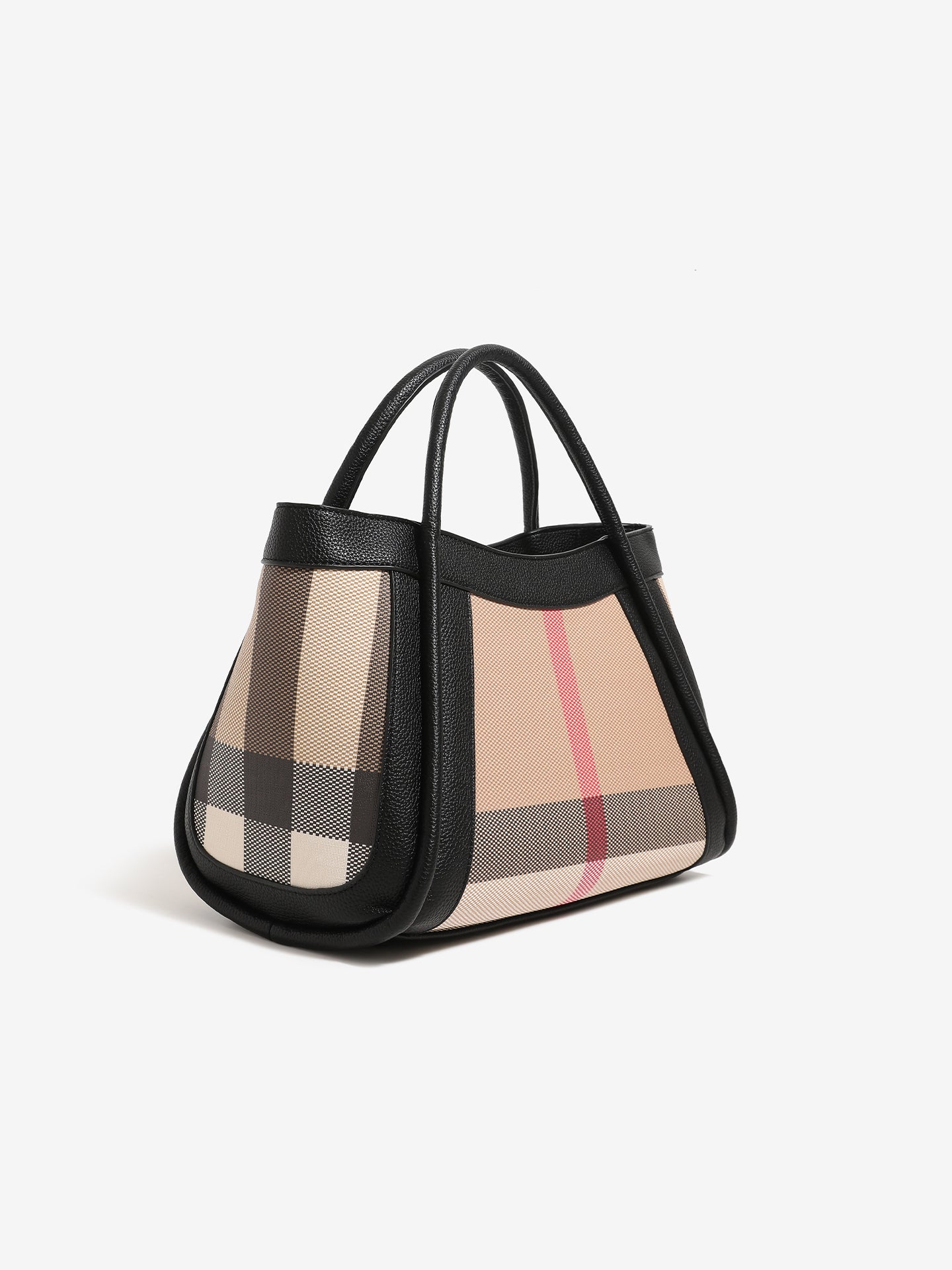 Classic Plaid Vegan Eco-Leather Tote Clutch Bag