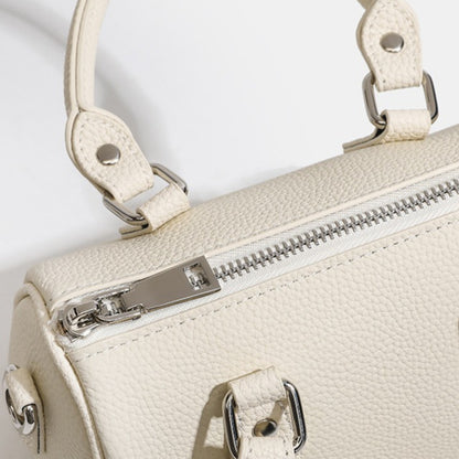 Retro Luxury Pebbled Genuine Leather Boston Clutch Bag