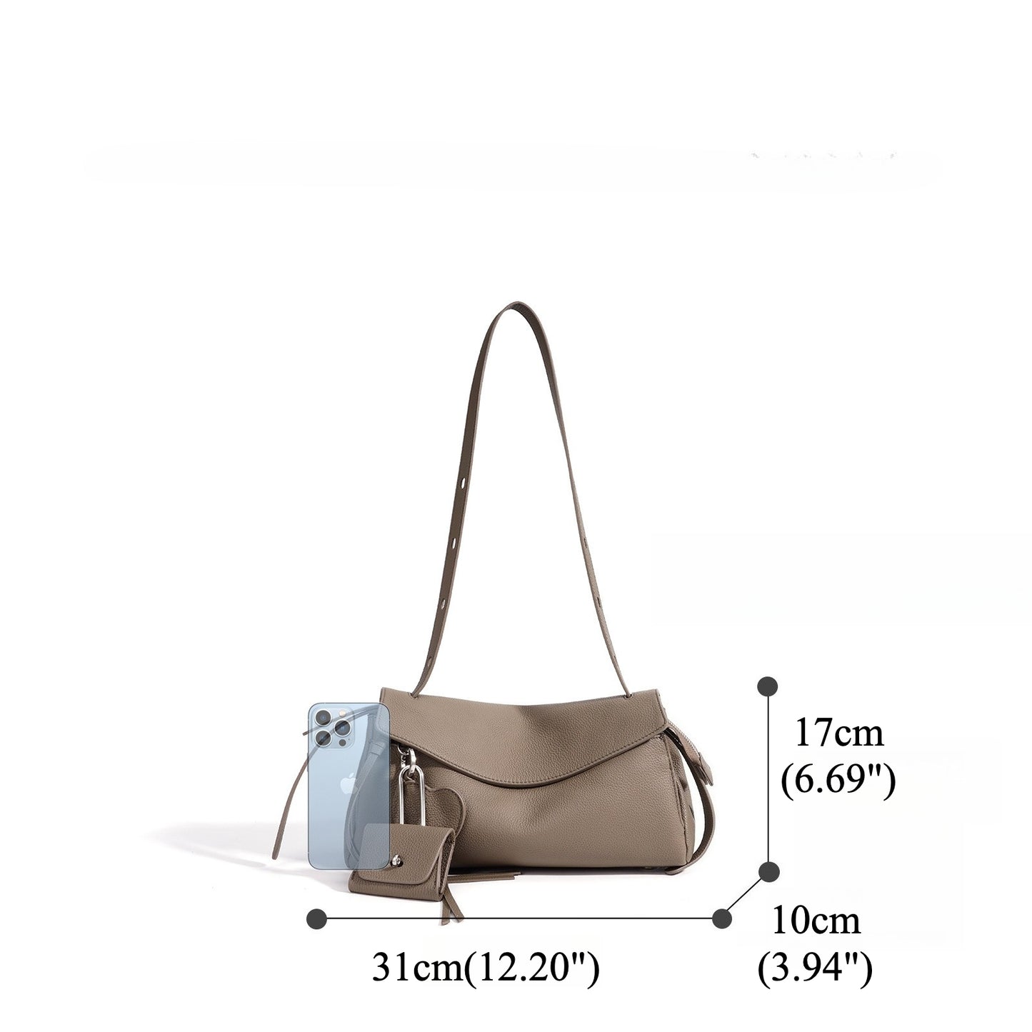 Mellow Pebbled Genuine Leather Flap Clutch Bag with Coin Pouch