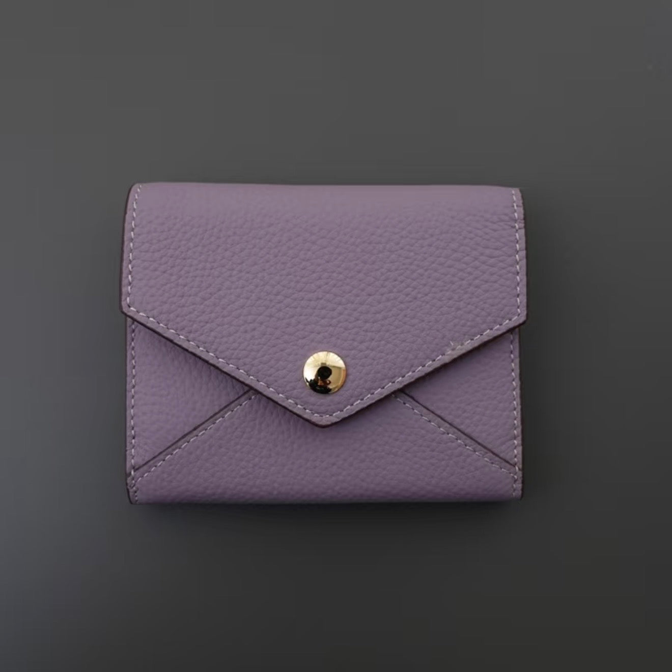 Envelope-Designed Genuine Leather Short Wallet