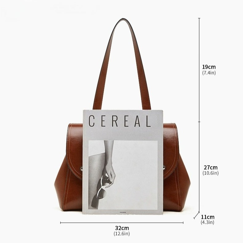 The Oil-Waxed Genuine Leather Convertible Flap Backpack Shoulder Bag