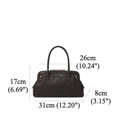 Defined Genuine Leather Boston Clutch Bag