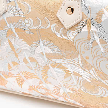 Delicate Crane Vegan Eco‑Leather Barrel Clutch Bag with Playful Charm