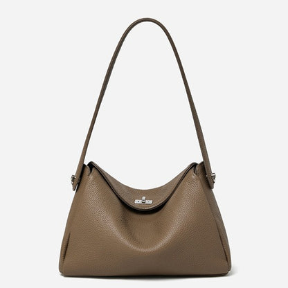 Nonchalant Lychee-Grain Genuine Leather Crossbody Hobo Bag