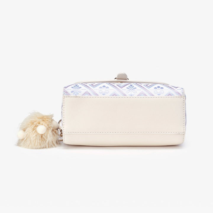 Vintage Oriental Embroidery Vegan Eco-leather Clutch Bag with Playful Charm