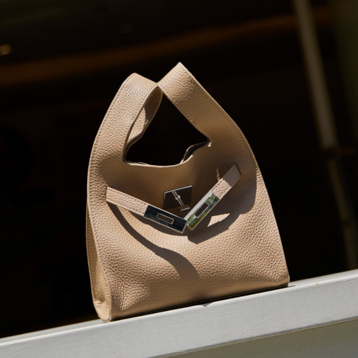 Classic Genuine Leather Chic Daily Crossbody Bucket Bag
