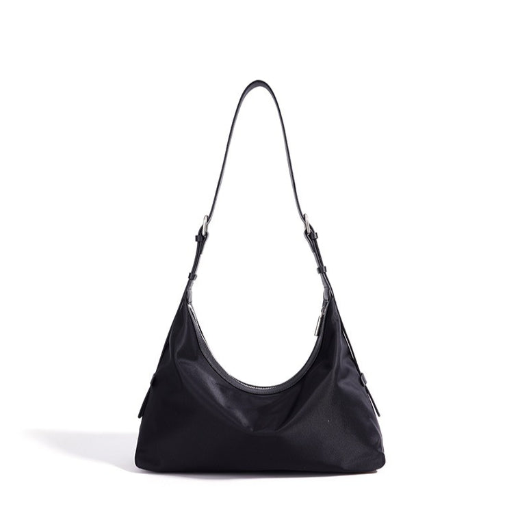 Slouchy Crescent Nylon Hobo Clutch Bag