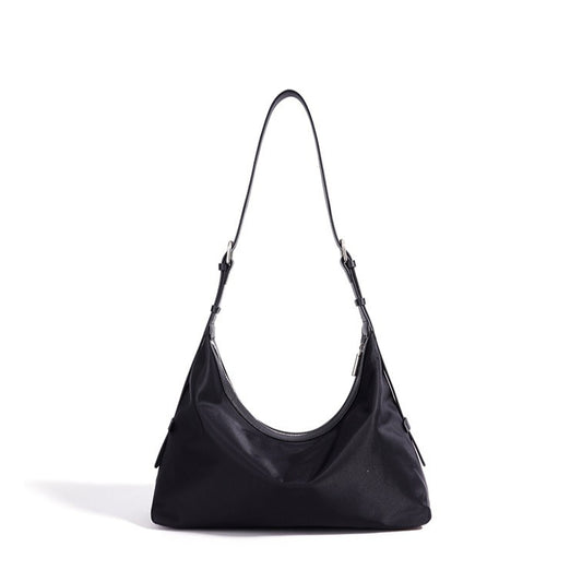Slouchy Crescent Nylon Hobo Clutch Bag