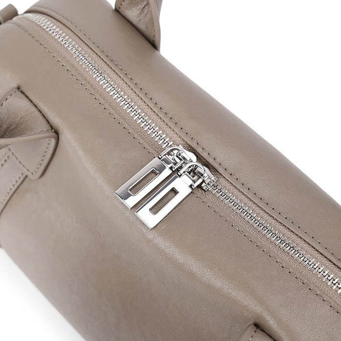Minimalist Barrel Genuine Leather Satchel