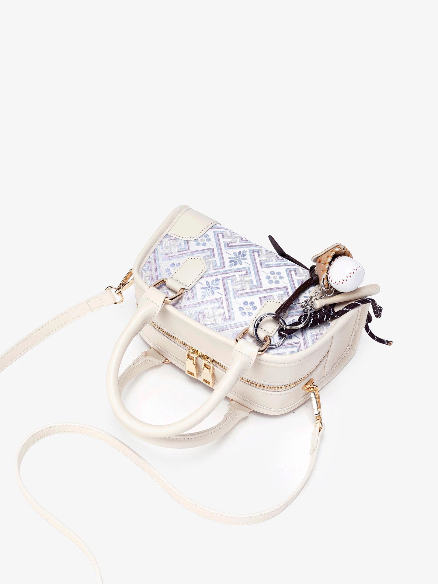Soft Vegan Eco-leather Boston Clutch Bag with Cute Dachshund Charm