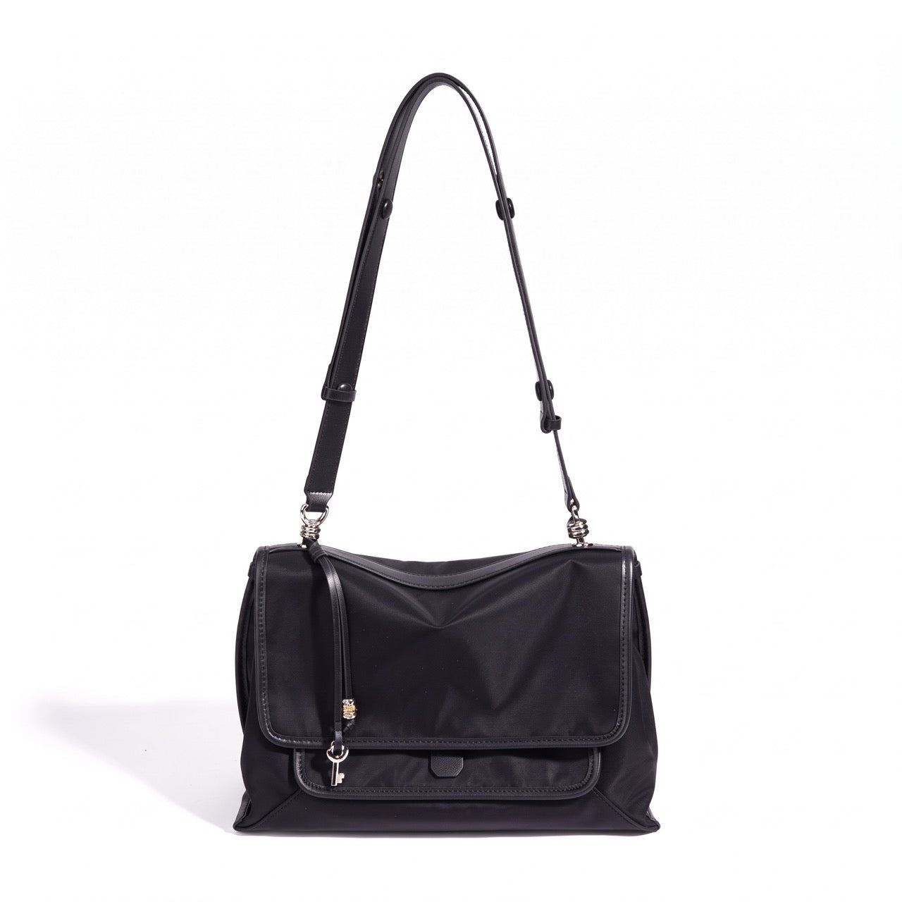 Sleek Nylon Flap Messenger Clutch Bag