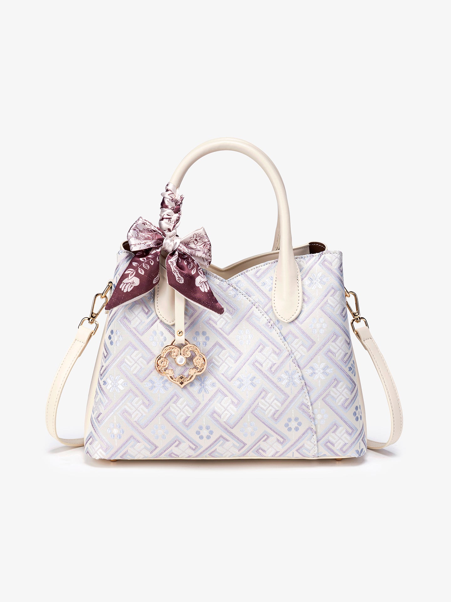 Elegant Traditional Brocade Vegan Eco-Leather Tote Clutch Bag