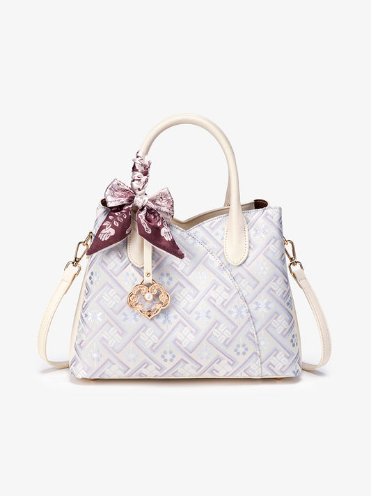 Elegant Traditional Brocade Vegan Eco-Leather Tote Clutch Bag