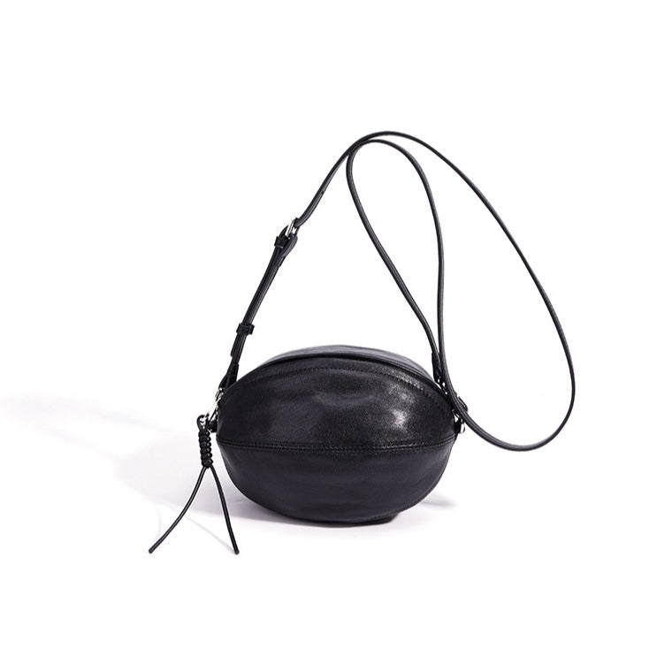Modern Supple Genuine Sheepskin Leather Oval Rugby Clutch Bag