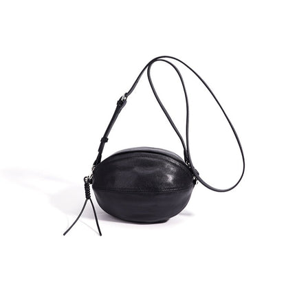 Modern Supple Genuine Sheepskin Leather Oval Rugby Clutch Bag