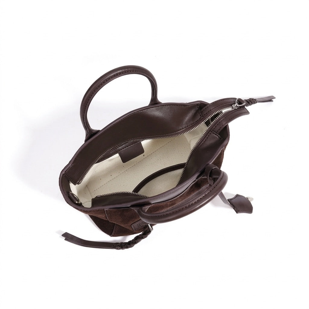Muted Suede Genuine Leather Clutch Bag