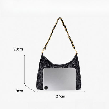 Classic Quilted Vegan Eco-Leather Chain Hobo Clutch Bag