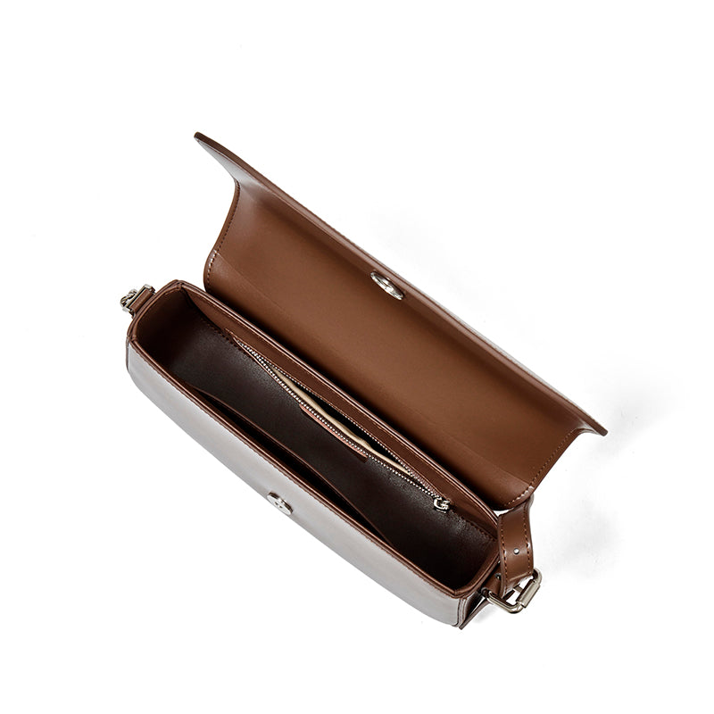 Minimalist Vintage Genuine Leather Baguette Saddle Bag