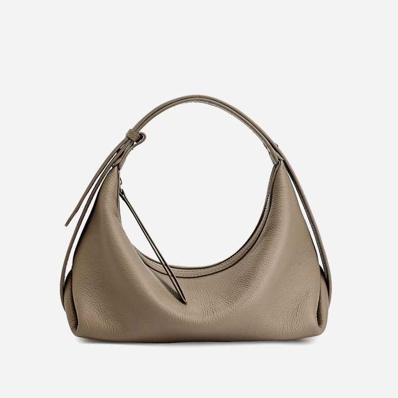 Casual Slouchy Pebbled Genuine Leather Hobo Clutch Bag