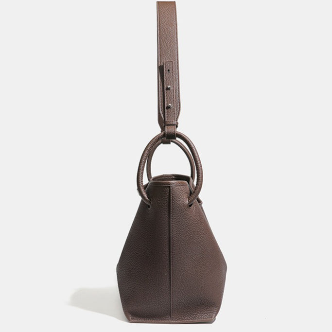 Timeless Large Capacity Soft Genuine Leather Bucket Shoulder Bag