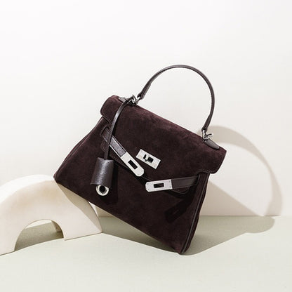 Retro Suede Genuine Leather Kelly Clutch Bag