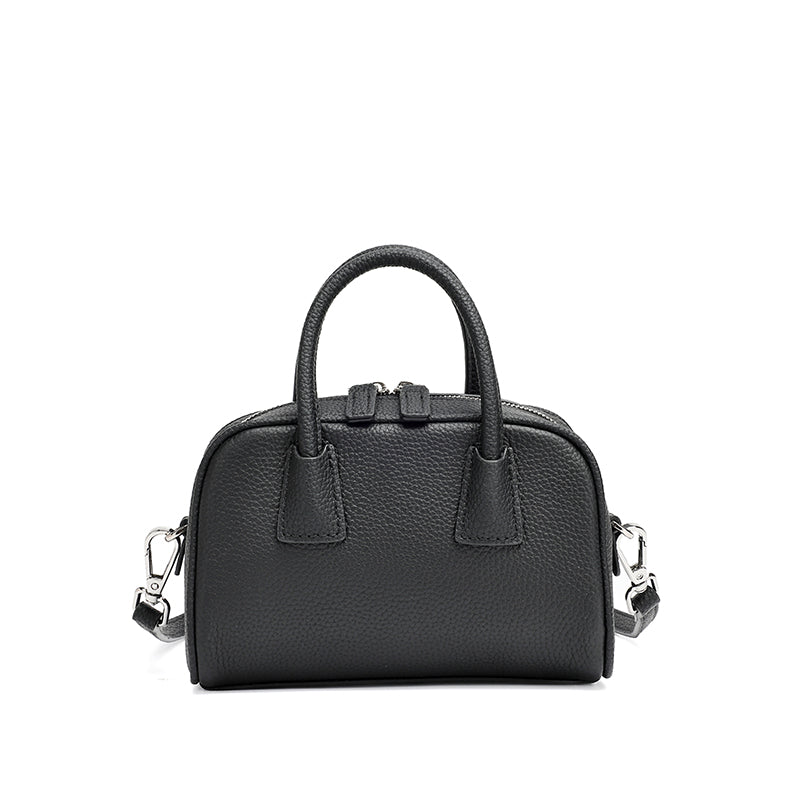Mini borsa Boston pochette imbottita in vera pelle martellata