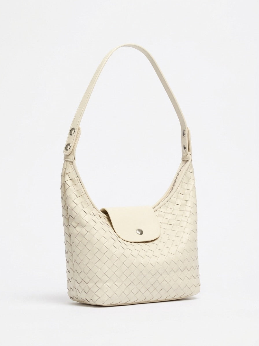 Elegant Woven Genuine Leather Hobo Clutch Bag