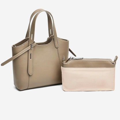 Sleek Genuine Leather Mini Bucket Clutch Bag with Adjustable Straps