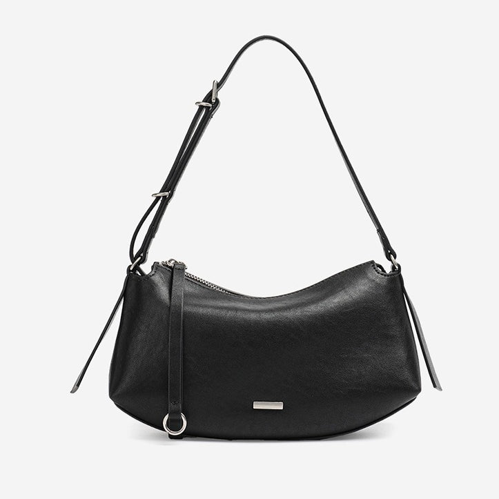 Elegant Genuine Leather Crescent Clutch Bag