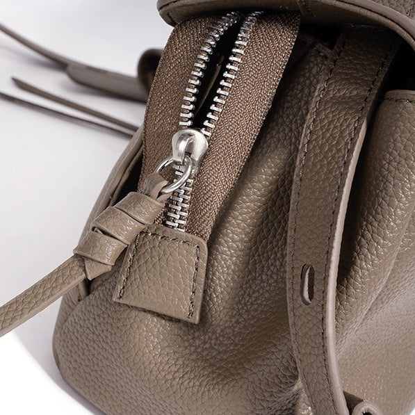 Sculptural Slouchy Genuine Leather Flap Clutch Bag with Mini Coin Pouch