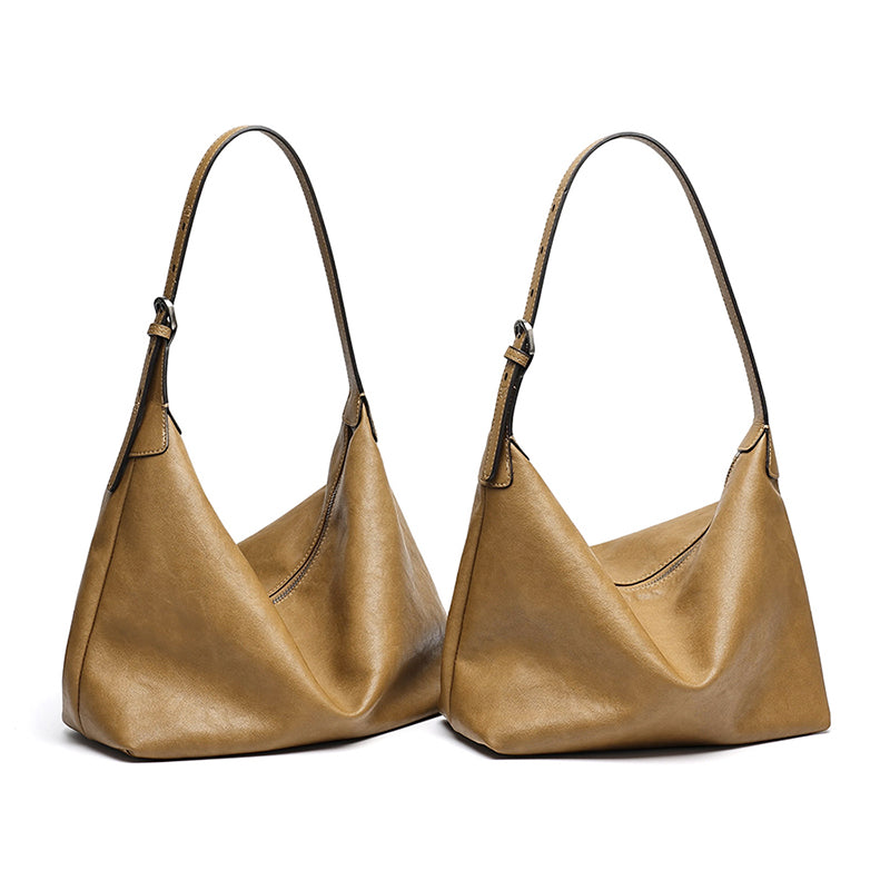 Supple Slouchy Genuine Leather Crescent Hobo Clutch Bag