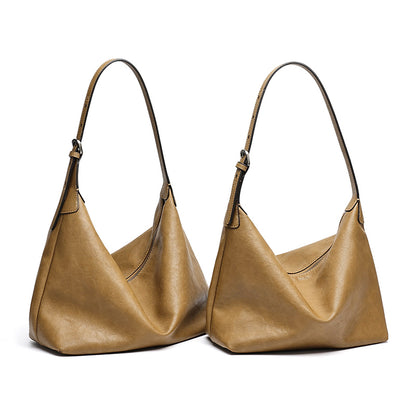 Supple Slouchy Genuine Leather Crescent Hobo Clutch Bag