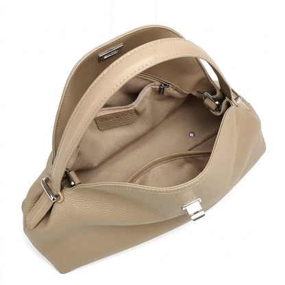 Slouchy Pebbled Genuine Leather Pillow Flip Clutch Bag